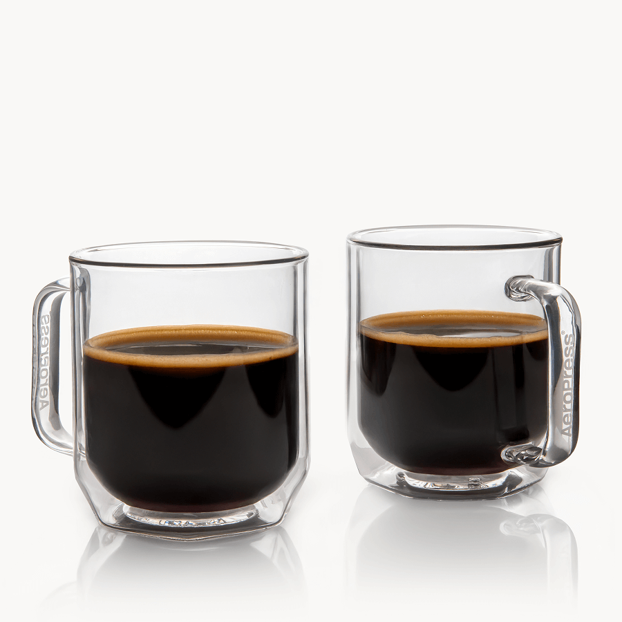 AeroPress Double Wall Glass Coffee Mug - 2 Pack Everyday Coffee Mug Accessory