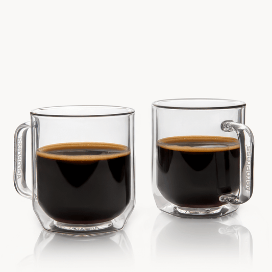 AeroPress Double Wall Glass Coffee Mug - 2 Pack Everyday Coffee Mug Accessory