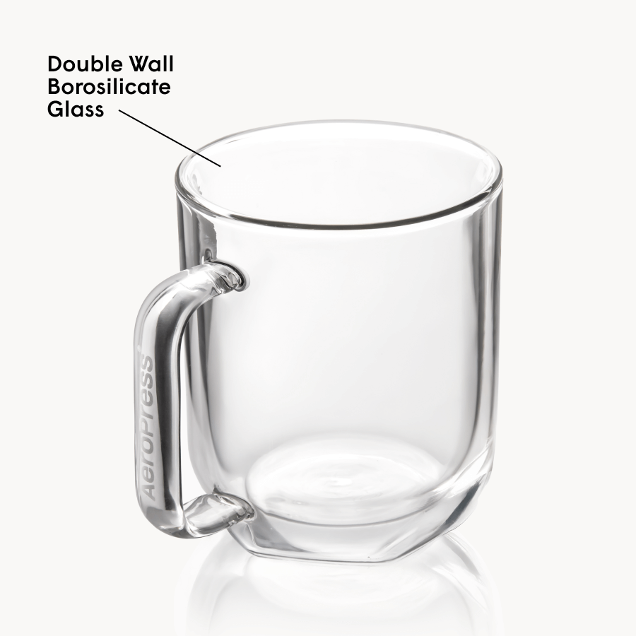 AeroPress Double Wall Glass Coffee Mug - 2 Pack Everyday Coffee Mug Accessory