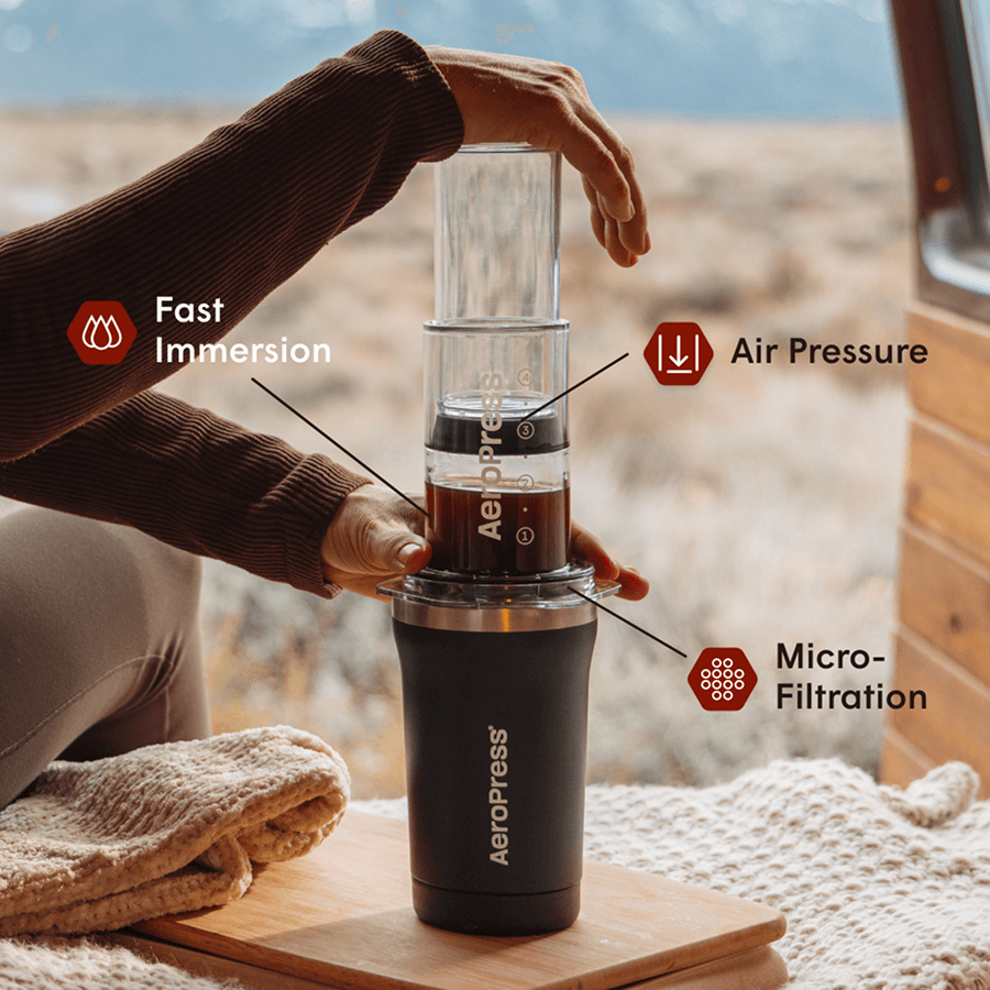 AeroPress Coffee Maker - Go Plus Compact Coffee Press Brewer